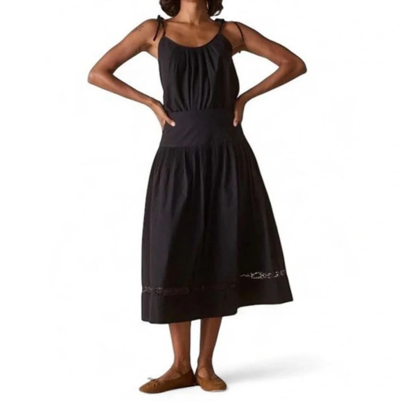 St. Roche Dresses & Skirts - St Roche Winona Crochet Pleated Midi Skirt Black 8 NWT Organic Cotton Feminine